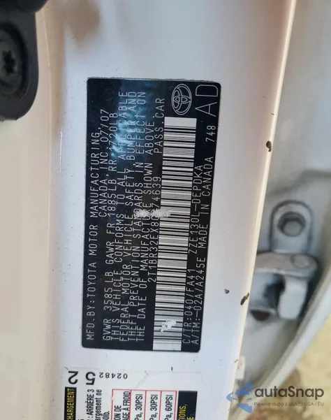 2008 Toyota Corolla Ce из США, поврежденный, VIN 2T1BR32EX8C874639